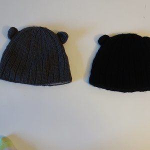 Womens Nirvanna Designs 2PC Gray, Black Knit Beanie Hat O/S*